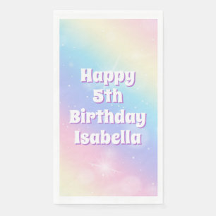 Cute Pastel Rainbow Sparkle Girls Birthday Party Paper Guest Towels