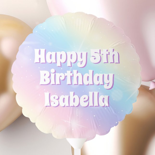 Cute Pastel Rainbow Sparkle Kids Birthday Party Balloon (Creator Uploaded)