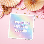 Cute Pastel Rainbow Sparkle Kids Birthday Party Napkins<br><div class="desc">Celebrate your little girl's birthday with these pretty pastel rainbow sparkle party napkins that feature beautiful white letters with purple shadow for your child's name. This magical decor exemplifies the enchantment of childhood.</div>