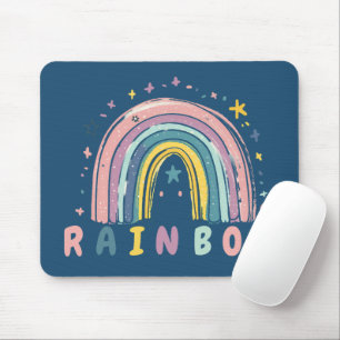 Cute Pastel Rainbow & Stars Desk Mouse Pad