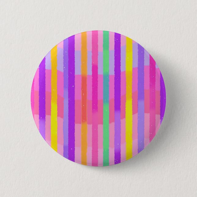 Cute Pastel Rainbow Stripes Button (Front)