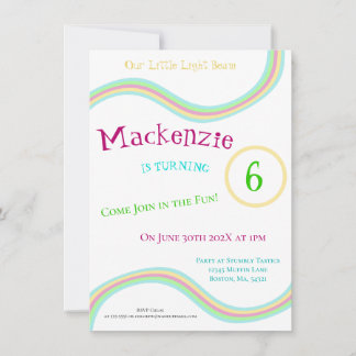 Cute Pastel Rainbow Stripes Invitation