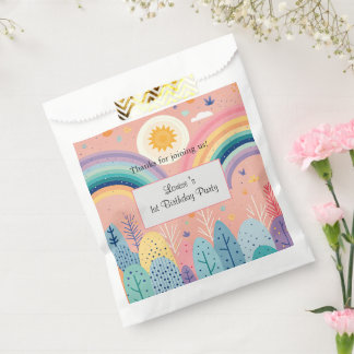 Cute Pastel Rainbow & Sun Above Forest Favor Bag