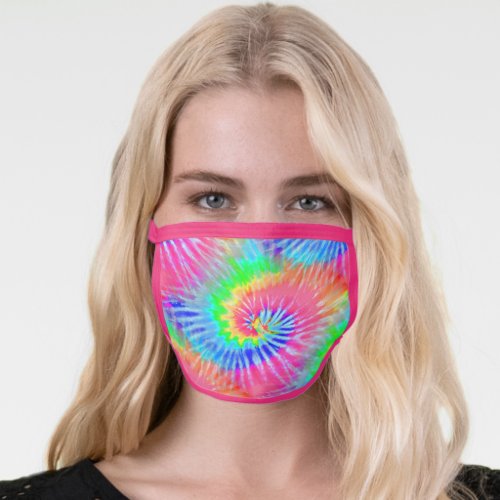 Cute Pastel Rainbow Tie Dye Starburst Retro Face Mask
