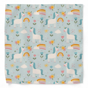 Cute pastel Rainbow Unicorn Pattern Bandana