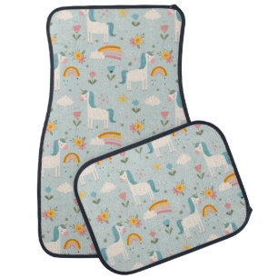 Cute pastel Rainbow Unicorn Pattern Car Floor Mat
