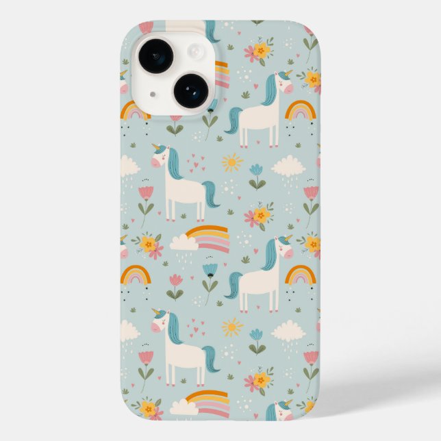Cute pastel Rainbow Unicorn Pattern Case-Mate iPhone Case (Back)