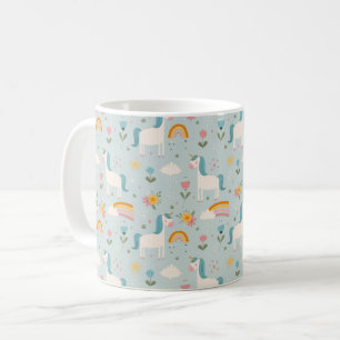 Cute pastel Rainbow Unicorn Pattern Coffee Mug