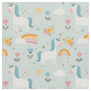 Cute pastel Rainbow Unicorn Pattern Fabric