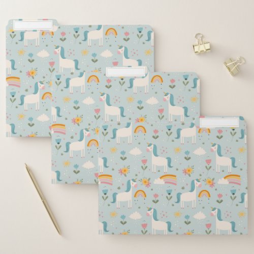 Cute pastel Rainbow Unicorn Pattern File Folder