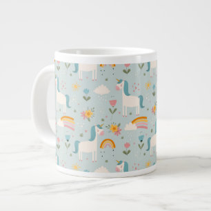 Cute pastel Rainbow Unicorn Pattern Giant Coffee Mug