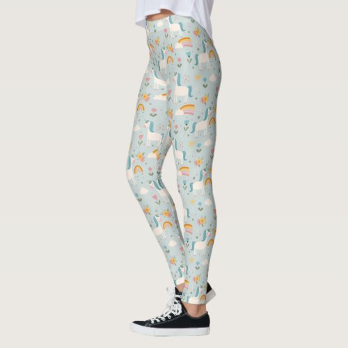 Cute pastel Rainbow Unicorn Pattern Leggings