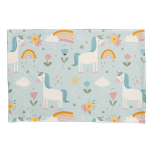 Cute pastel Rainbow Unicorn Pattern Pillow Case