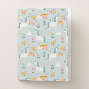 Cute pastel Rainbow Unicorn Pattern Pocket Folder