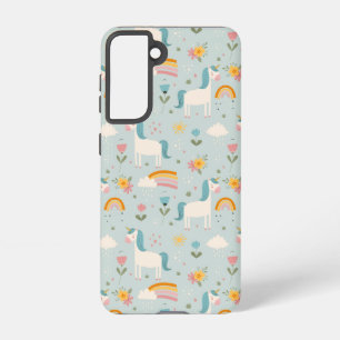 Cute pastel Rainbow Unicorn Pattern Samsung Galaxy S21 Case
