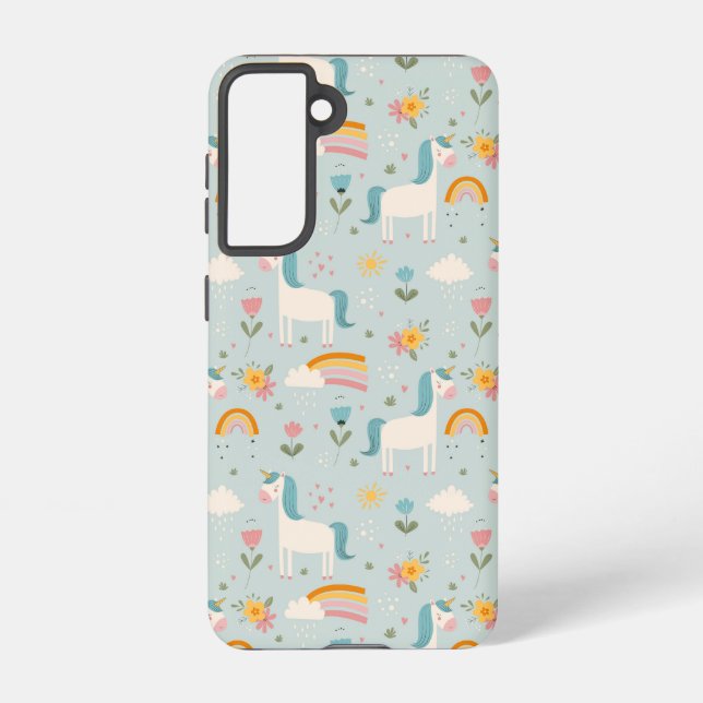 Cute pastel Rainbow Unicorn Pattern Samsung Galaxy Case (Back)