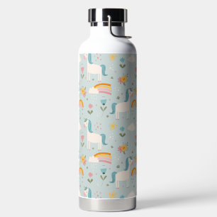 Cute pastel Rainbow Unicorn Pattern Water Bottle