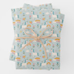 Cute pastel Rainbow Unicorn Pattern Wrapping Paper Sheets