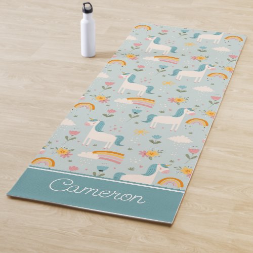 Cute pastel Rainbow Unicorn Pattern Yoga Mat