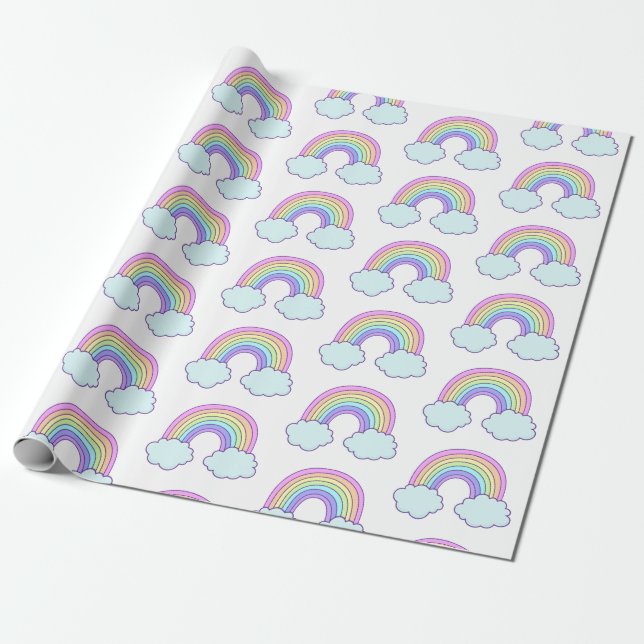 Cute Pastel Rainbow Wrapping Paper (Unrolled)