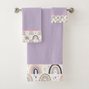 Cute pastel rainbows bath towel set