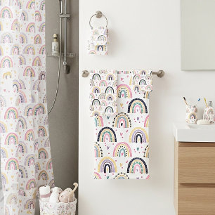 Cute pastel rainbows bath towel set