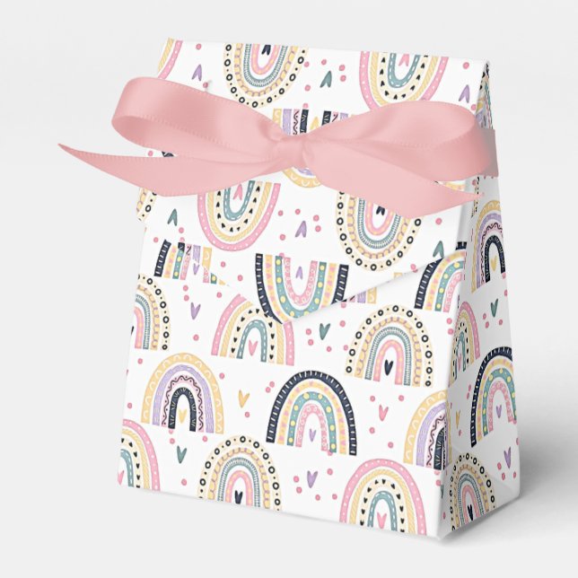 Cute pastel rainbows  favor boxes (Front Side)