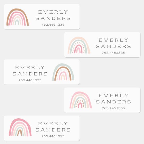 Cute Pastel Rainbows Kids Labels