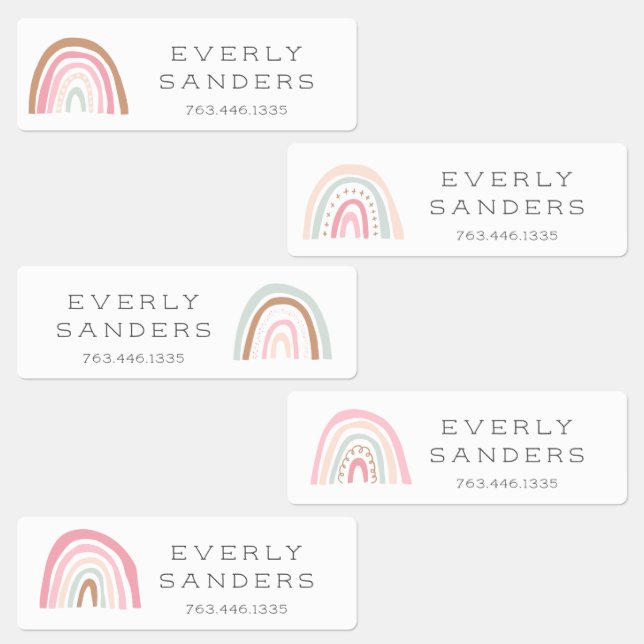 Cute Pastel Rainbows Kids' Labels (Group)