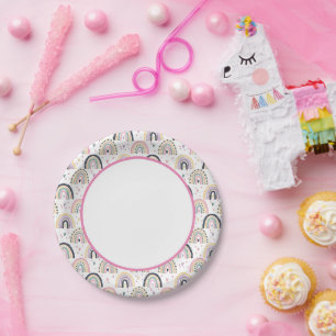 Cute pastel rainbows paper plates