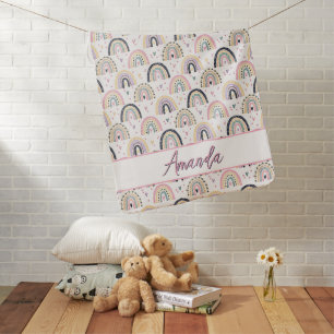 Cute pastel rainbows personalized baby blanket
