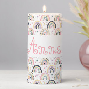 Cute pastel rainbows  personalized pillar candle