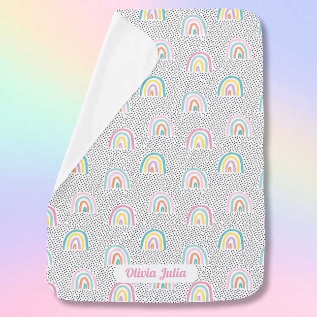 Cute pastel rainbows with little dots baby blanket (Creator Uploaded)