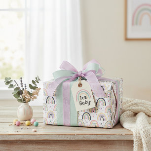 Cute pastel rainbows wrapping paper