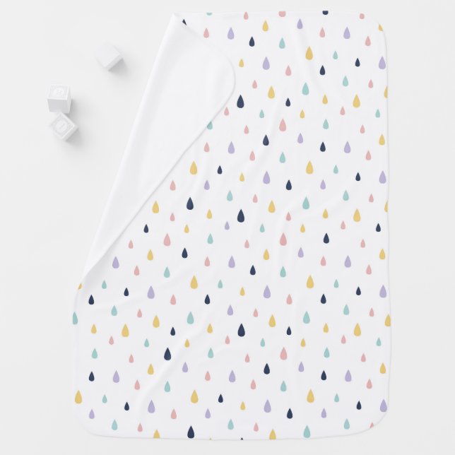 Cute Pastel Raindrops Pattern Baby Blanket (In Situ)