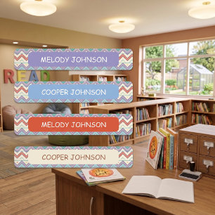 Cute Pastel Retro Pattern Color Coded Kids' Labels