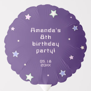 Cute Pastel Retro Stars Dark Purple Kids Birthday  Balloon