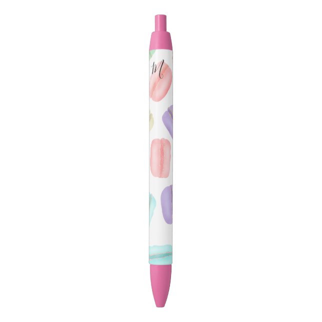 Cute pastel rose gold glitter french macarons pen (Front Vertical)