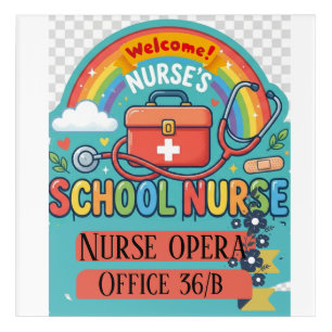 Cute Pastel School Nurse Office Door Sign   Custom Acrylic Print