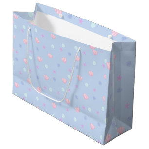 Cute Pastel Seashells and Pearls in Periwinkle Large Gift Bag
