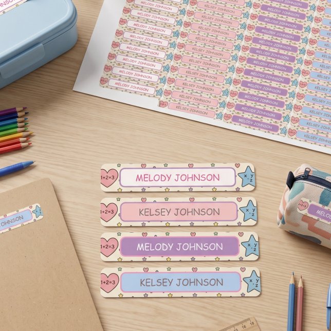 Cute Pastel Shapes Pattern Girl Color Coded Labels (Creator Uploaded)