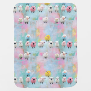 Cute pastel sheep pattern baby blanket