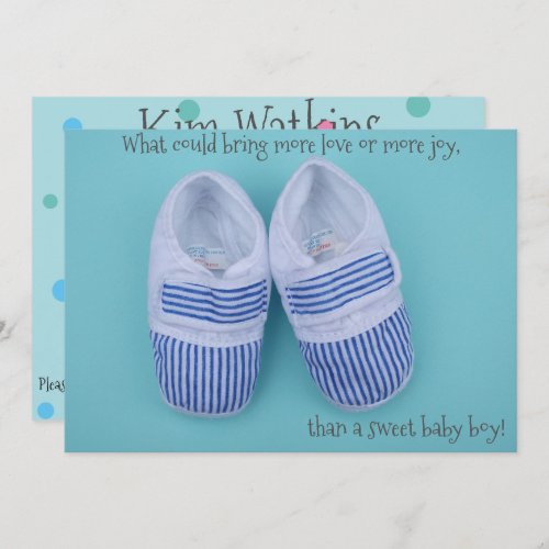 Cute pastel shoes baby boy shower invitation