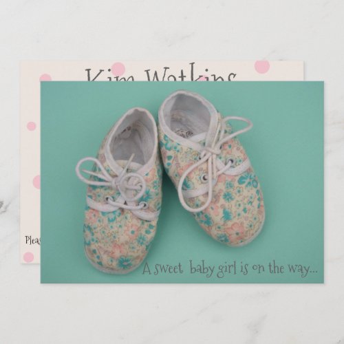 Cute pastel shoes baby girl shower invitation