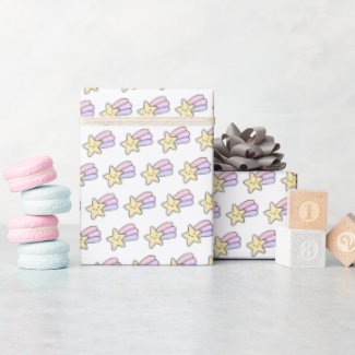 Cute Pastel Shooting Star Pattern Wrapping Paper