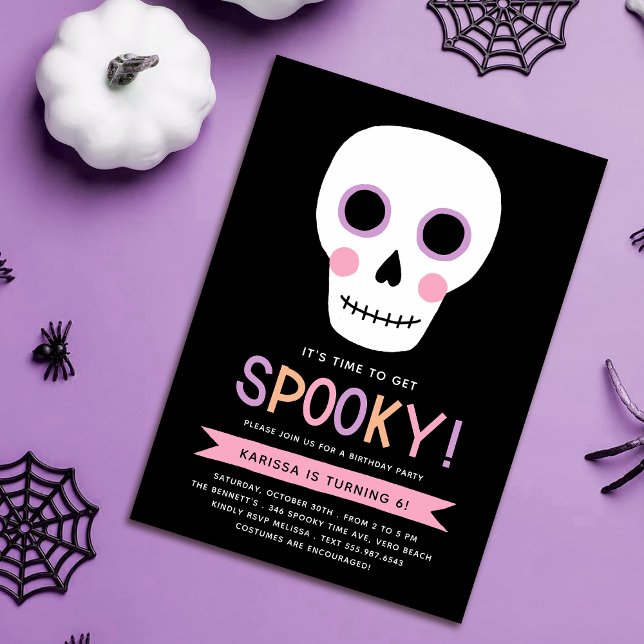 Cute Pastel Skull and Stars Halloween Birthday  Invitation (Creator Uploaded)