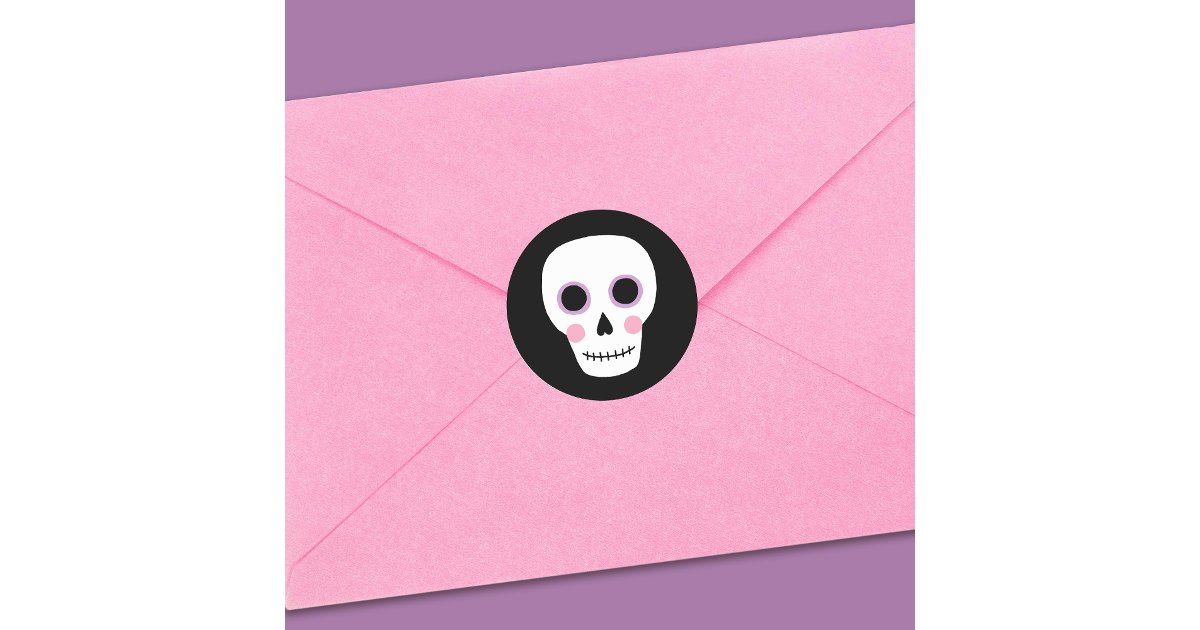 Cute Pastel Skull Halloween Birthday Classic Round Sticker | Zazzle