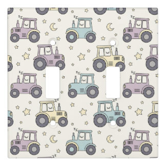 Cute Pastel Sleepy Tractor Light Switch Cover