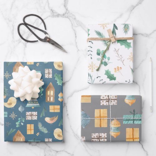 Cute Pastel Soft Scandinavian Christmas Wrapping Paper Sheets