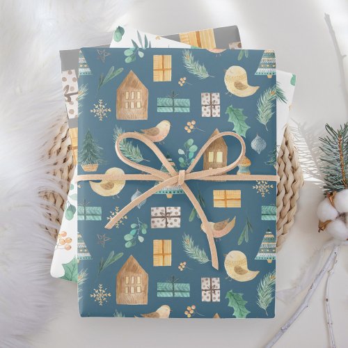 Cute Pastel Soft Scandinavian Christmas Wrapping Paper Sheets